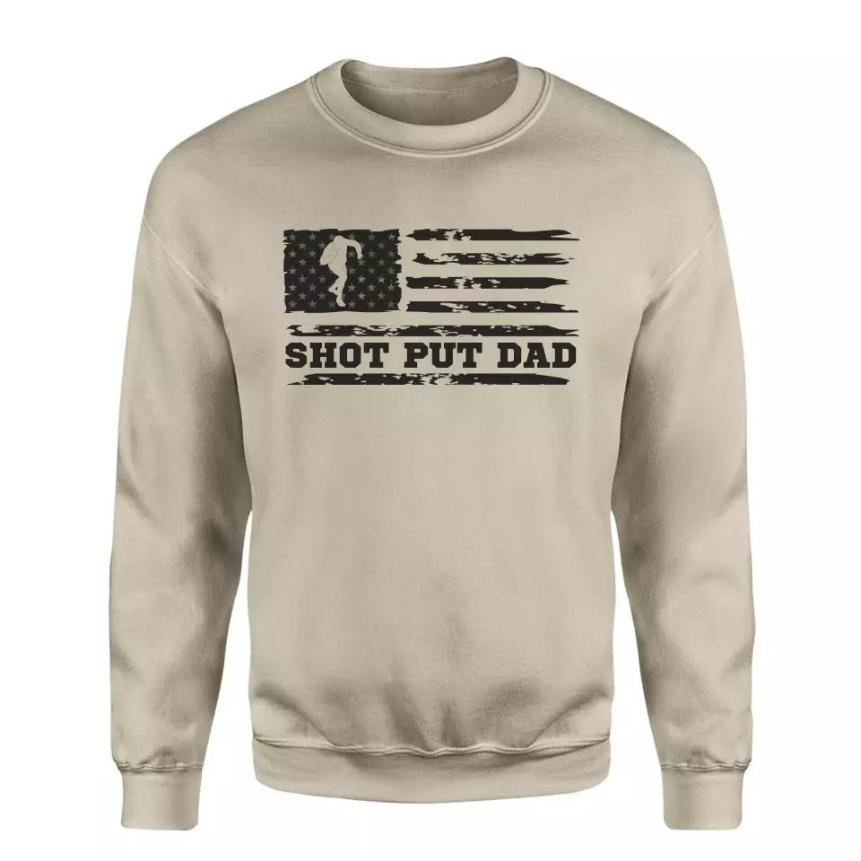 Shot put Dad Horizontal Flag on a Sweatshirt with a Black Graphic