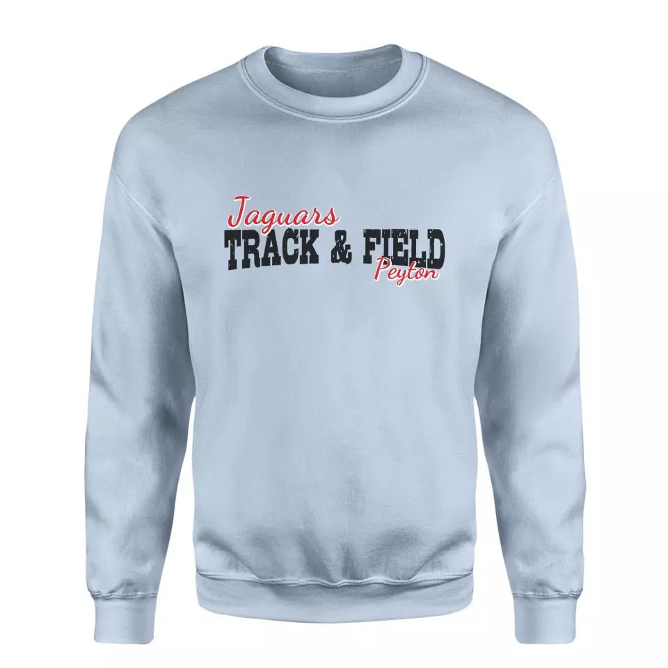 Custom Shot put Mascot and Shot putter Name on a Sweatshirt with a Black Graphic