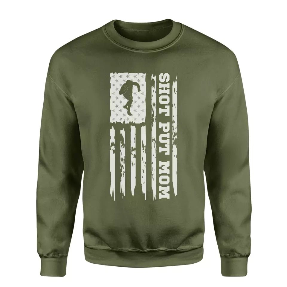 Shot put Mom Vertical Flag on a Sweatshirt with a White Graphic