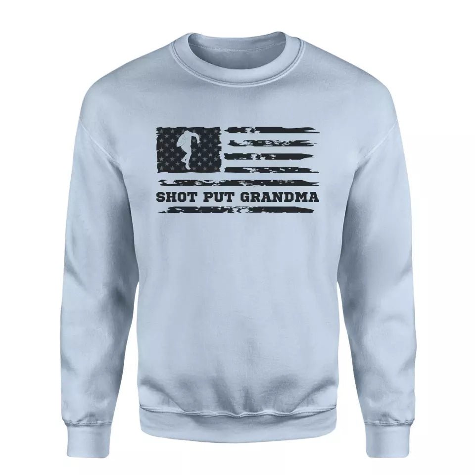 Shot put Grandma Horizontal Flag on a Sweatshirt with a Black Graphic