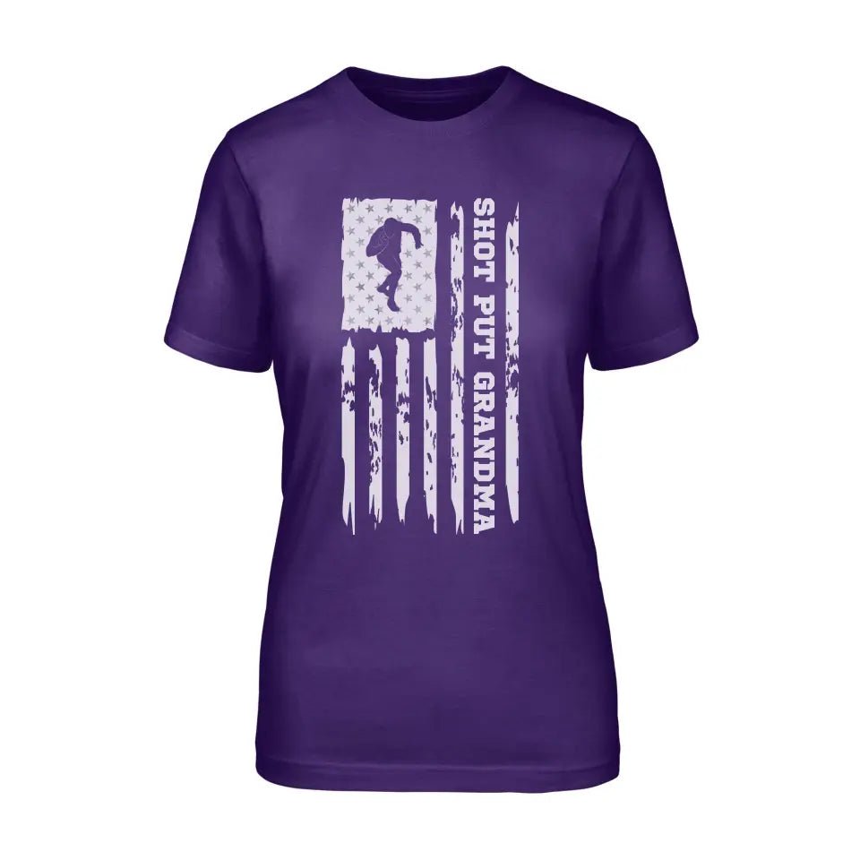 Shot put Grandma Vertical Flag on a Unisex T-Shirt with a White Graphic