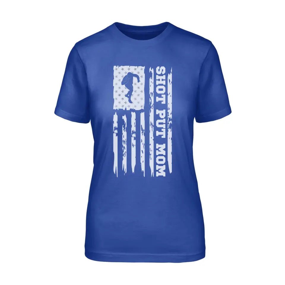 Shot put Mom Vertical Flag on a Unisex T-Shirt with a White Graphic