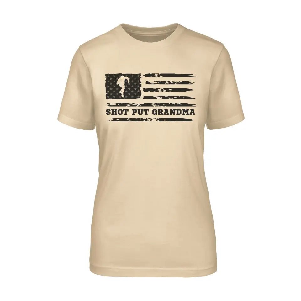 Shot put Grandma Horizontal Flag on a Unisex T-Shirt with a Black Graphic