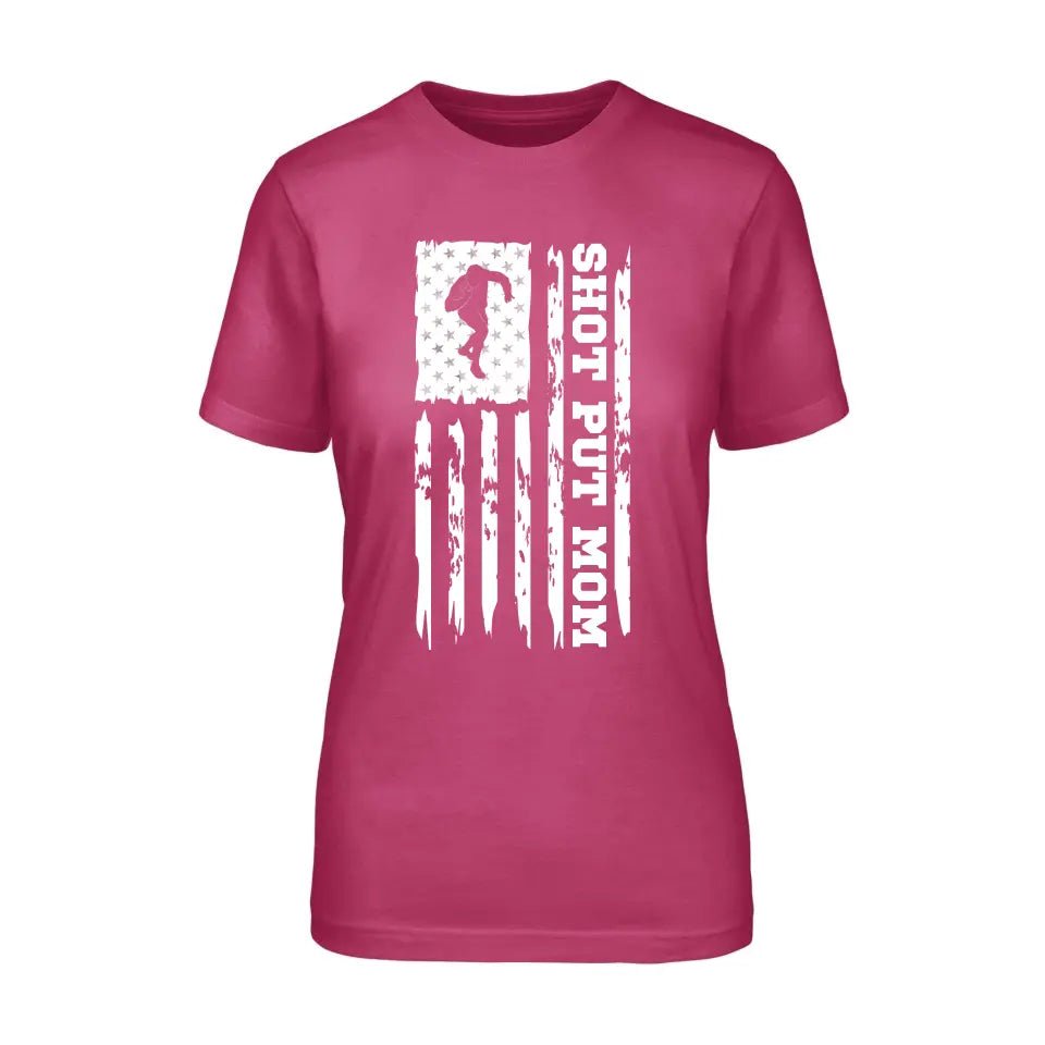 Shot put Mom Vertical Flag on a Unisex T-Shirt with a White Graphic