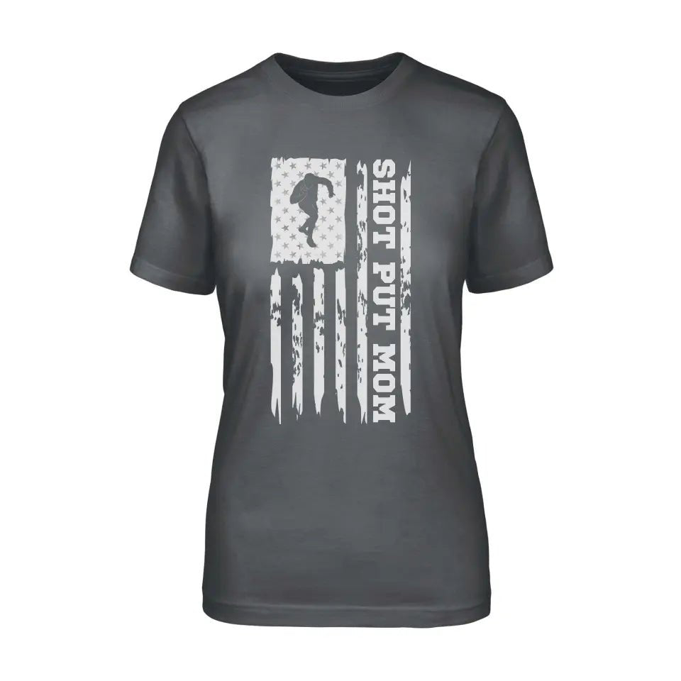 Shot put Mom Vertical Flag on a Unisex T-Shirt with a White Graphic