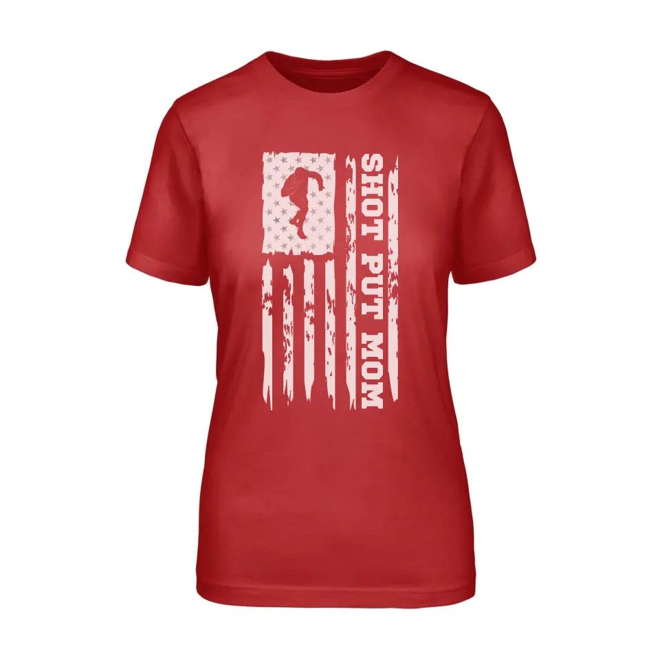 Shot put Mom Vertical Flag on a Unisex T-Shirt with a White Graphic