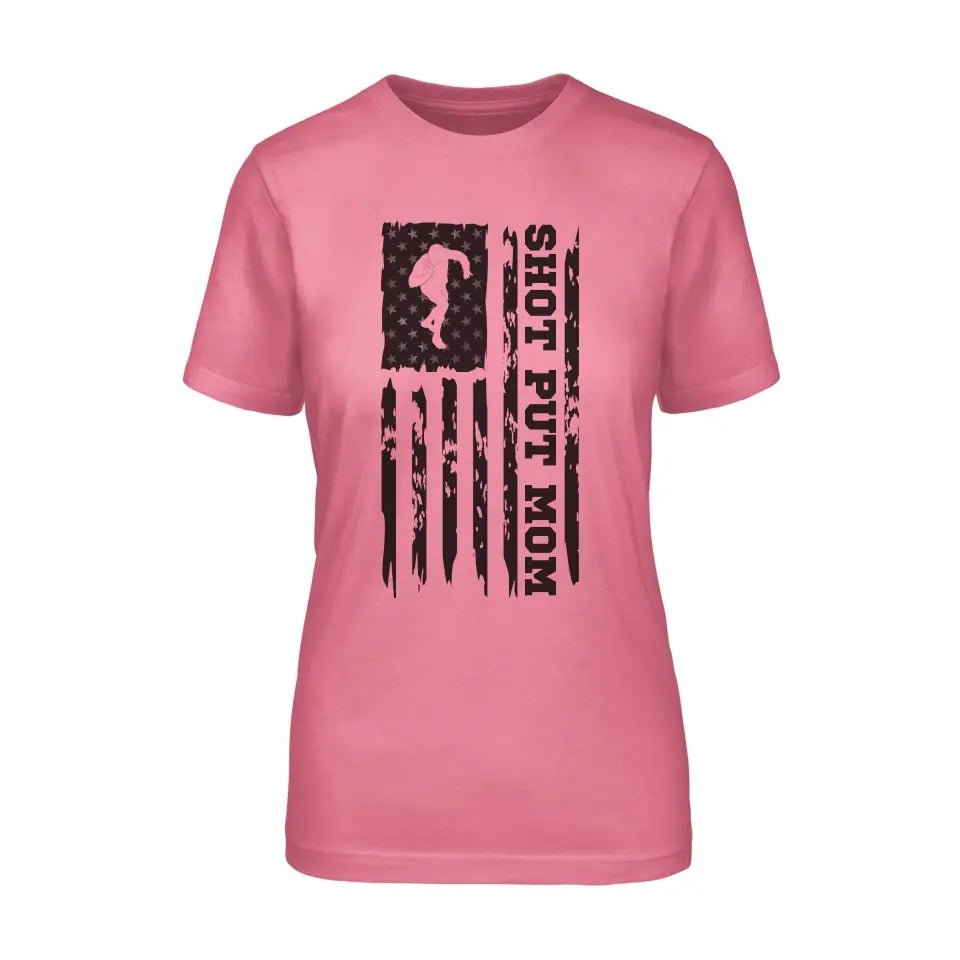 Shot put Mom Vertical Flag on a Unisex T-Shirt with a Black Graphic