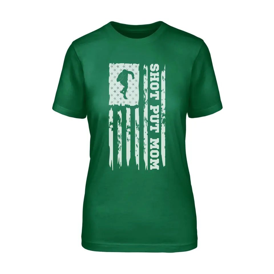 Shot put Mom Vertical Flag on a Unisex T-Shirt with a White Graphic