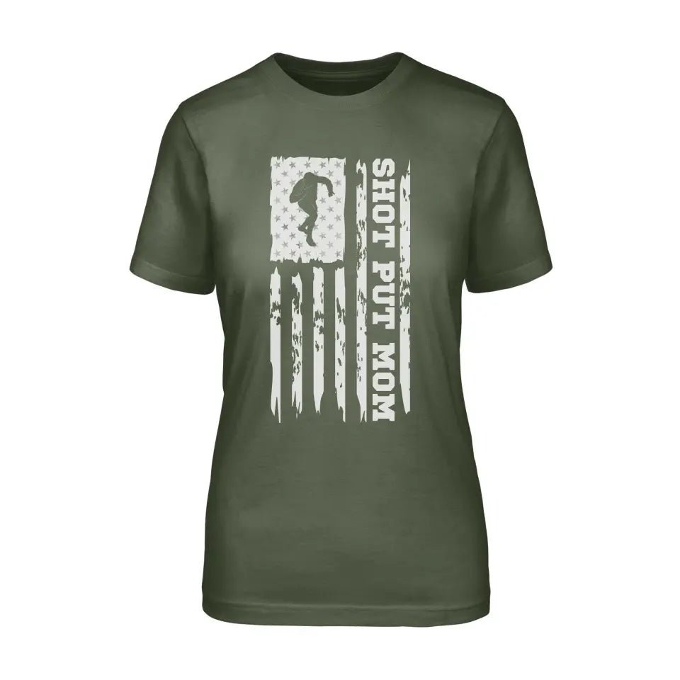 Shot put Mom Vertical Flag on a Unisex T-Shirt with a White Graphic