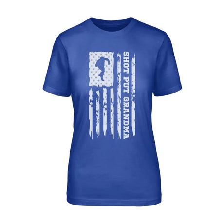 Shot put Grandma Vertical Flag on a Unisex T-Shirt with a White Graphic