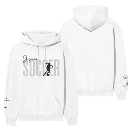 Personalized Soccer on a Hoodie With Modern Bold Designs and Soccer Player Name on Sleeve on a Hoodie