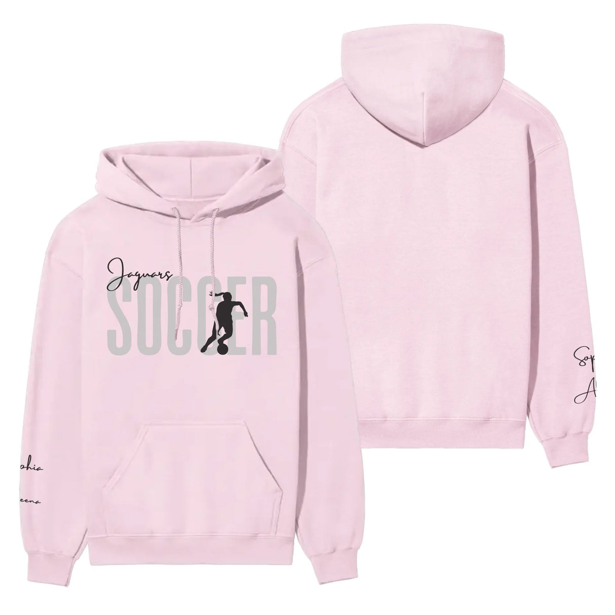 Personalized Soccer on a Hoodie With Modern Bold Designs and Soccer Player Name on Sleeve on a Hoodie