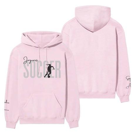 Personalized Soccer on a Hoodie With Modern Bold Designs and Soccer Player Name on Sleeve on a Hoodie