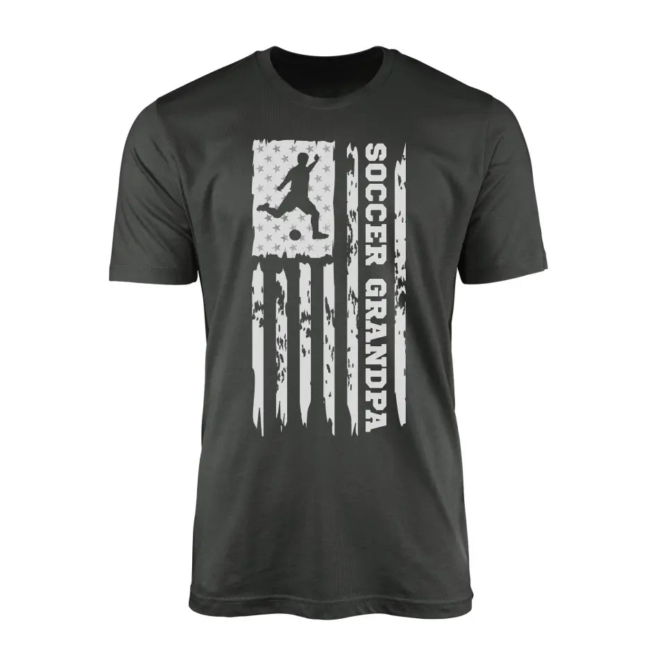 Soccer Grandpa Vertical Flag on a Men's T-Shirt with a White Graphic