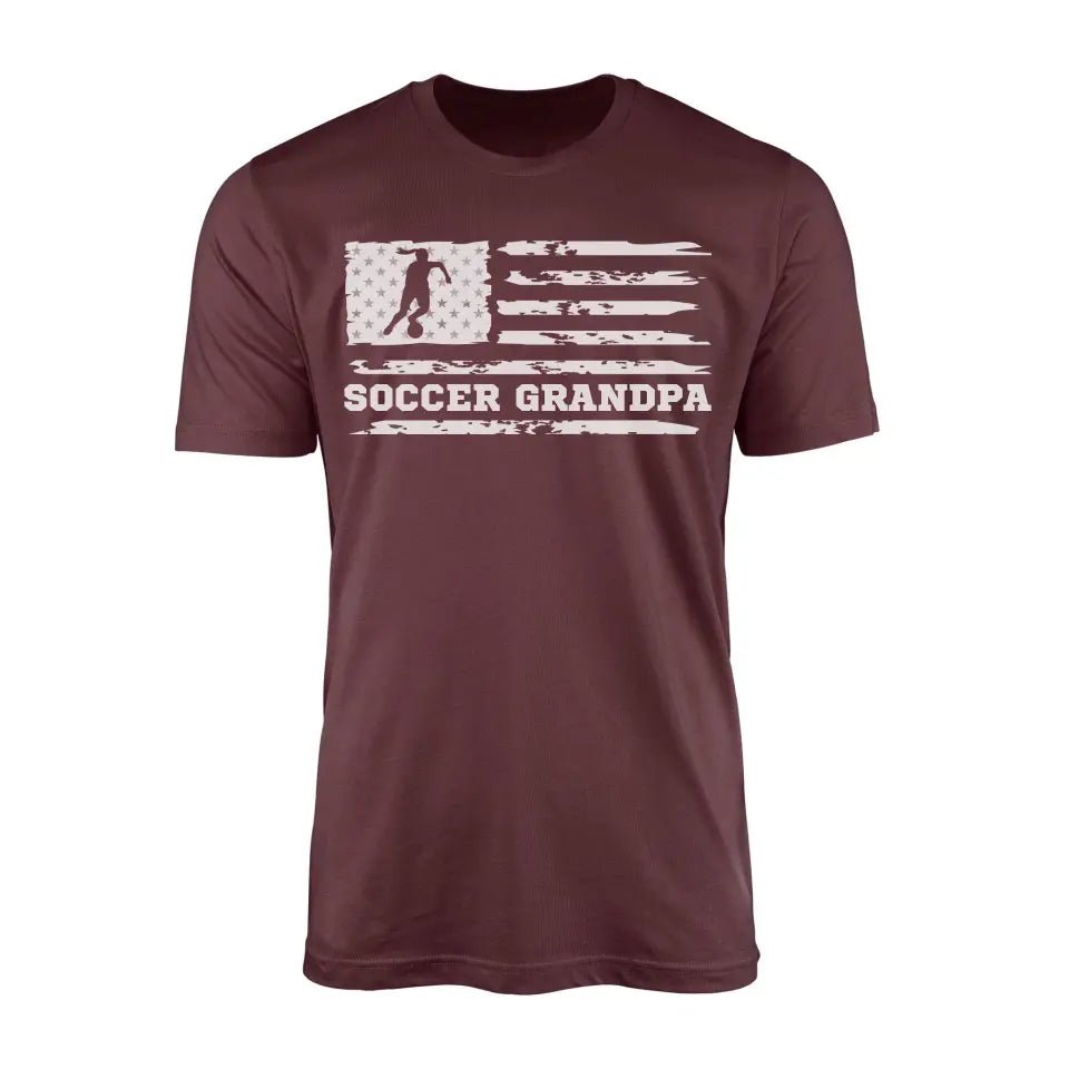 Soccer Grandpa Horizontal Flag on a Men's T-Shirt with a White Graphic