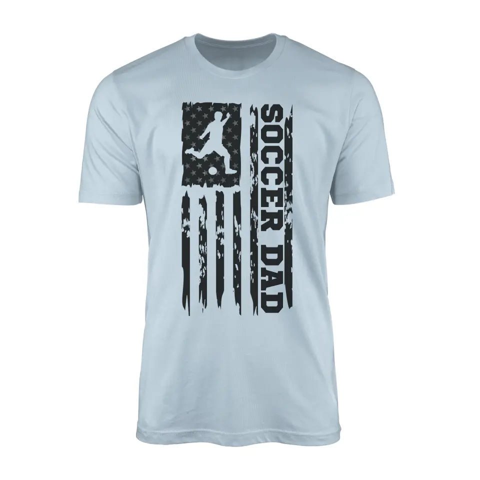 Soccer Dad Vertical Flag on a Men's T-Shirt with a Black Graphic