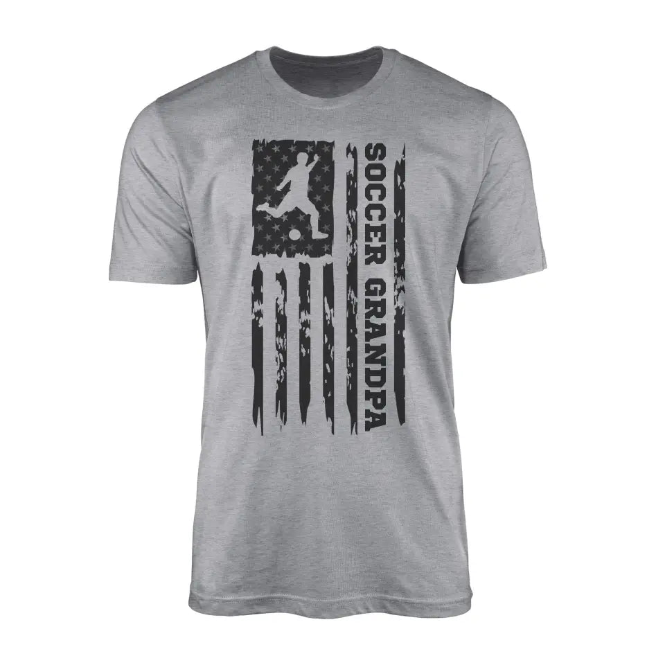 Soccer Grandpa Vertical Flag on a Men's T-Shirt with a Black Graphic