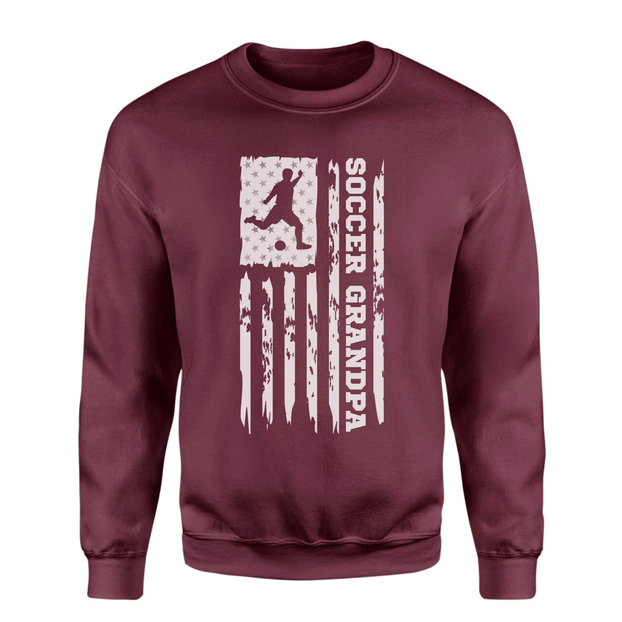 Soccer Grandpa Vertical Flag on a Sweatshirt with a White Graphic