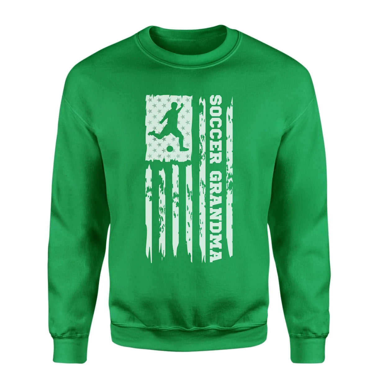 Soccer Grandma Vertical Flag on a Sweatshirt with a White Graphic