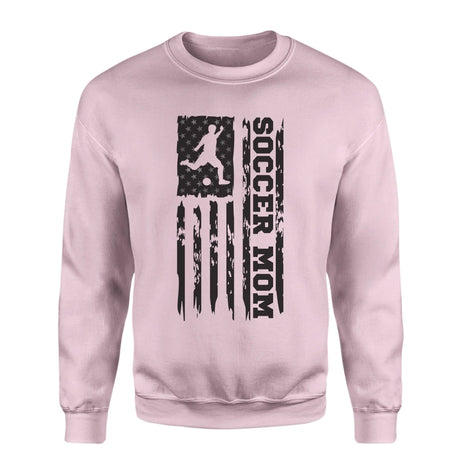 Soccer Mom Vertical Flag on a Sweatshirt with a Black Graphic