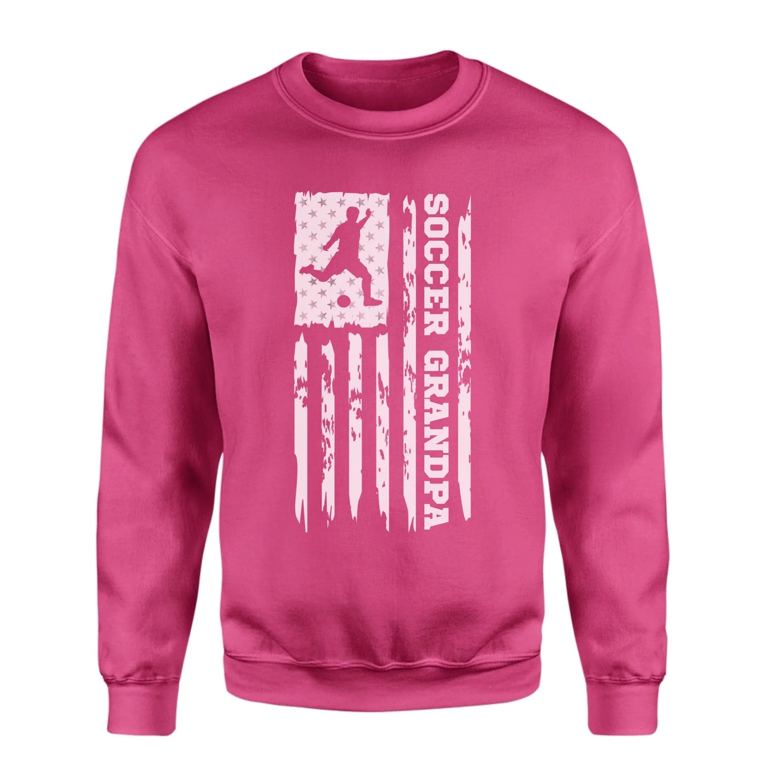 Soccer Grandpa Vertical Flag on a Sweatshirt with a White Graphic