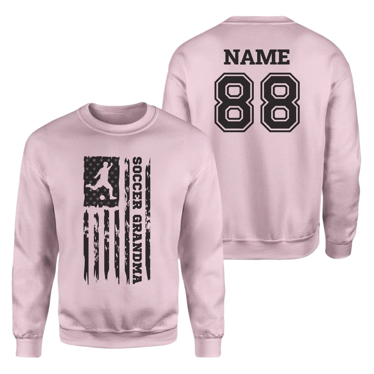Soccer Grandma Vertical Flag With Soccer Player Name on a Sweatshirt with a Black Graphic