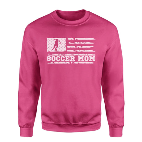 Soccer Mom Horizontal Flag on a Sweatshirt with a White Graphic