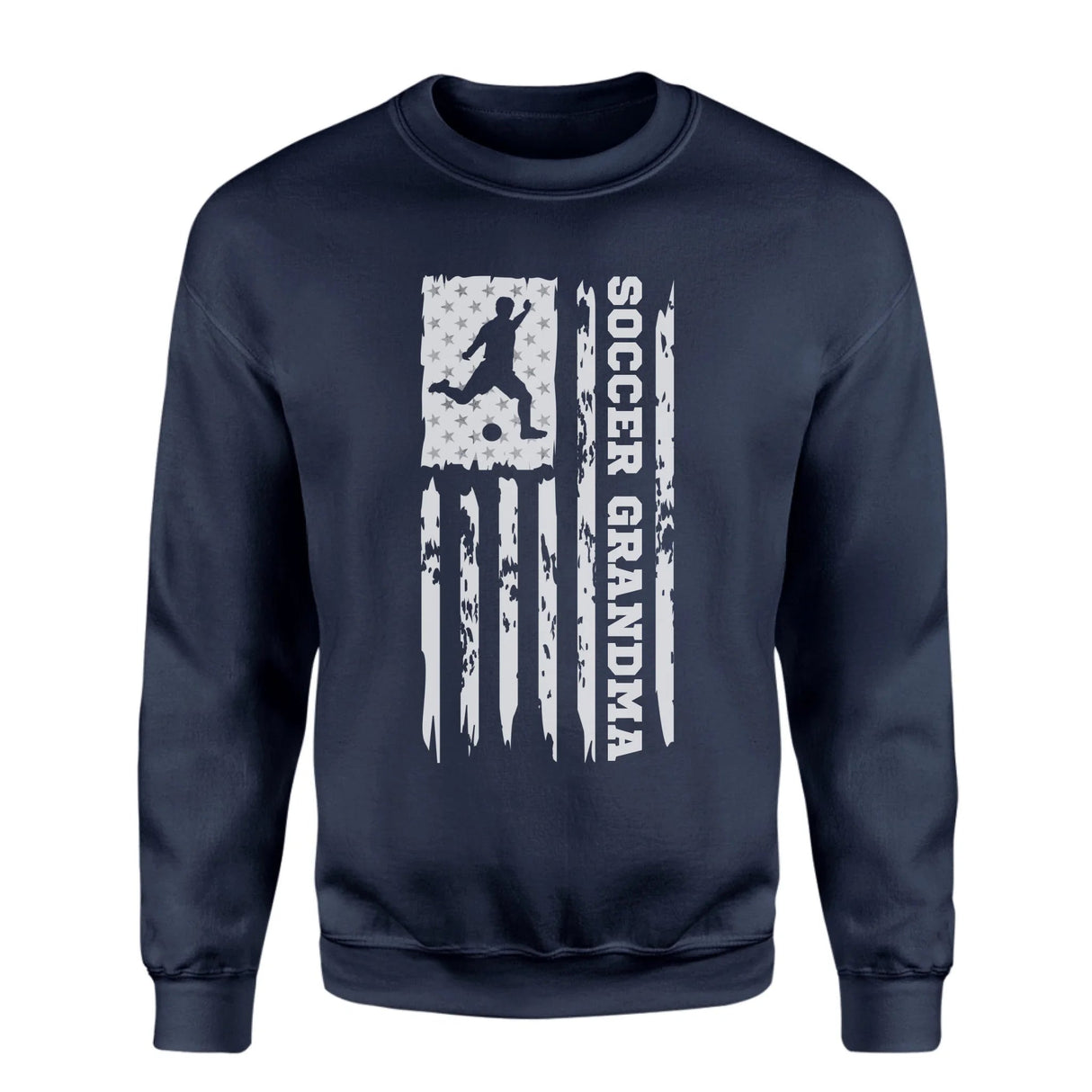 Soccer Grandma Vertical Flag on a Sweatshirt with a White Graphic