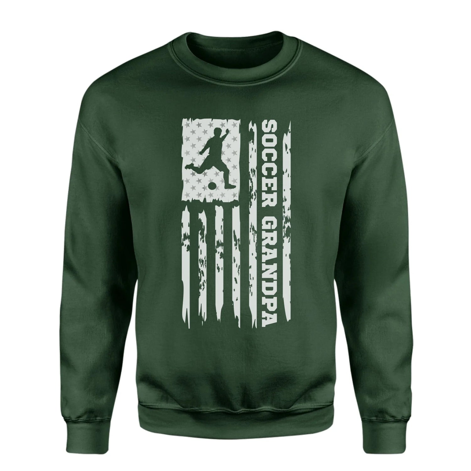 Soccer Grandpa Vertical Flag on a Sweatshirt with a White Graphic