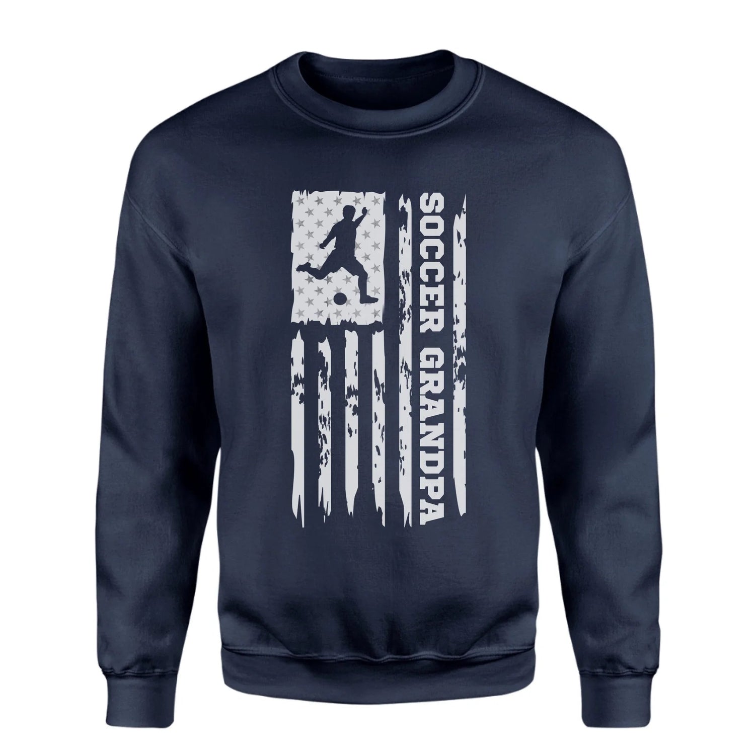 Soccer Grandpa Vertical Flag on a Sweatshirt with a White Graphic
