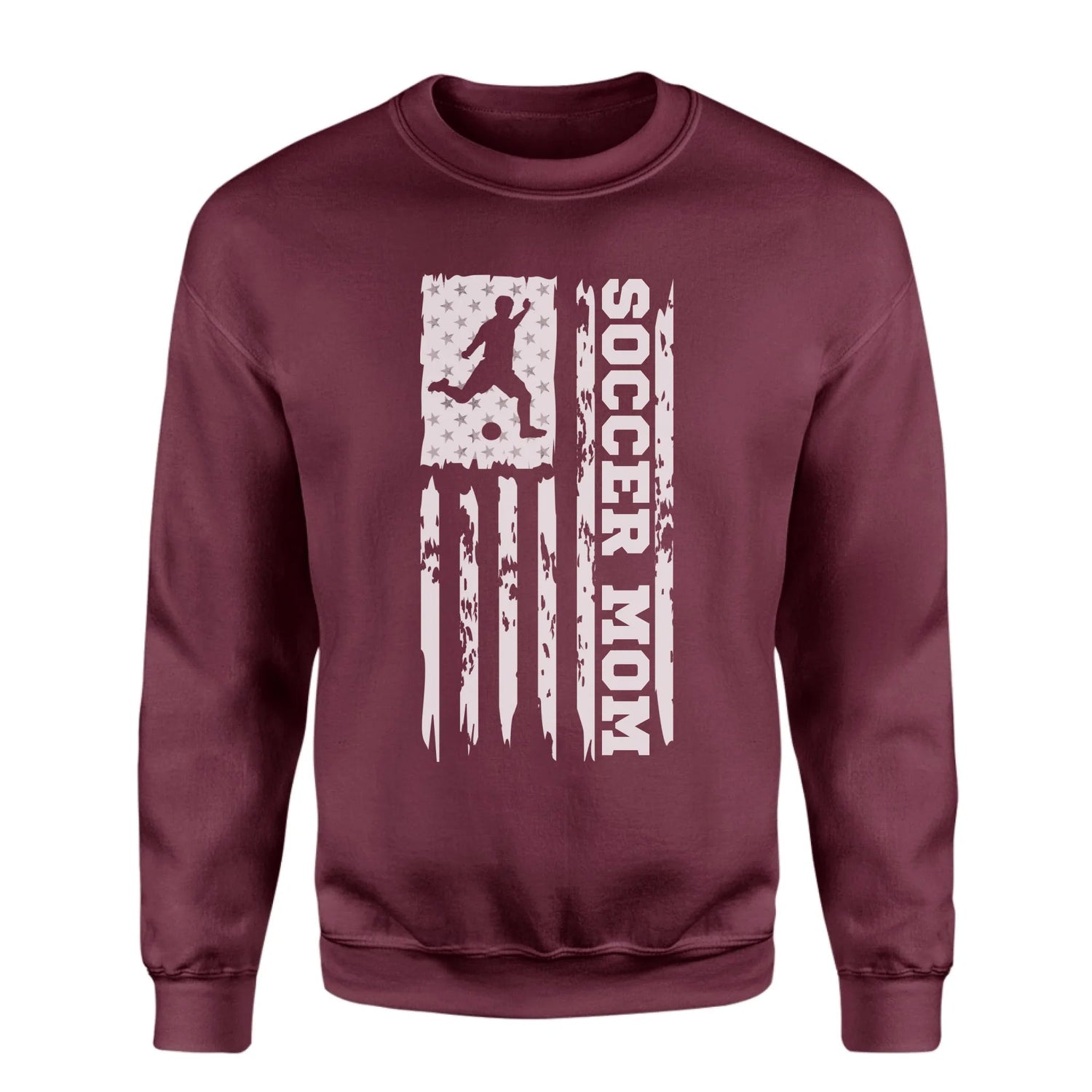 Soccer Mom Vertical Flag on a Sweatshirt with a White Graphic