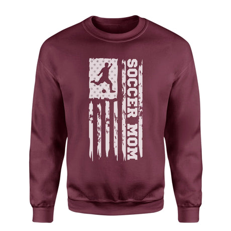 Soccer Mom Vertical Flag on a Sweatshirt with a White Graphic