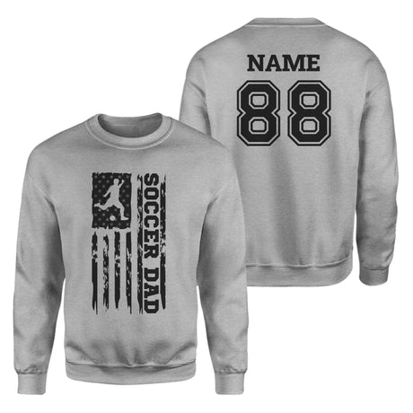 Soccer Dad Vertical Flag With Soccer Player Name on a Sweatshirt with a Black Graphic