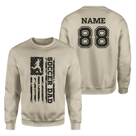 Soccer Dad Vertical Flag With Soccer Player Name on a Sweatshirt with a Black Graphic