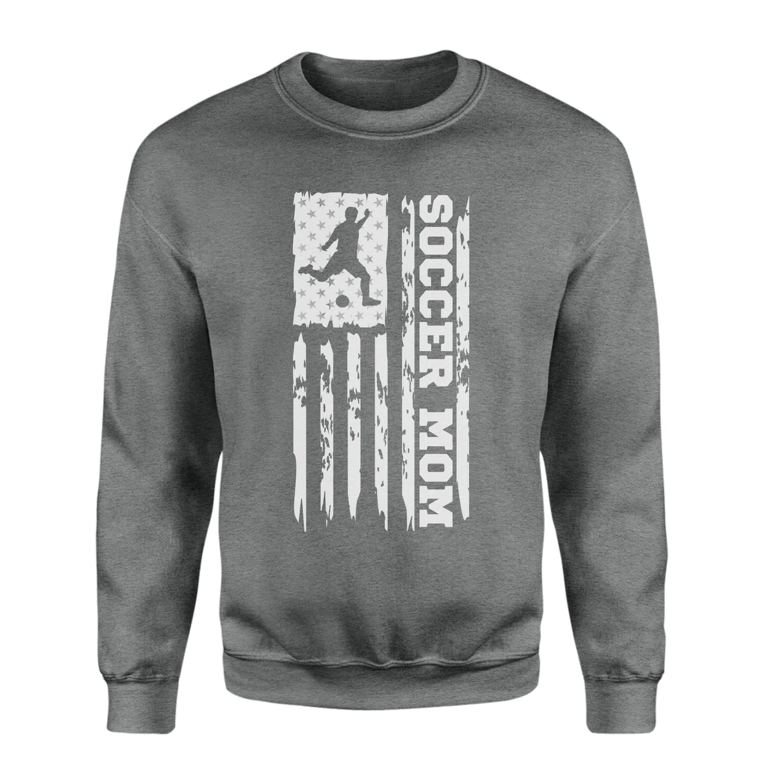 Soccer Mom Vertical Flag on a Sweatshirt with a White Graphic