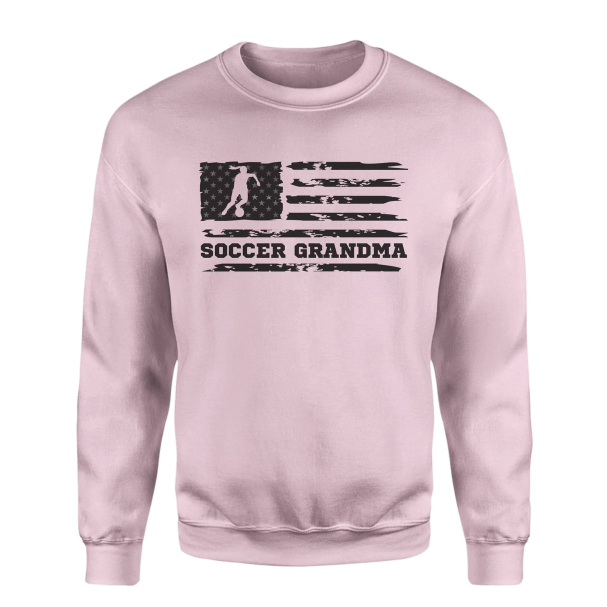 Soccer Grandma Horizontal Flag on a Sweatshirt with a Black Graphic