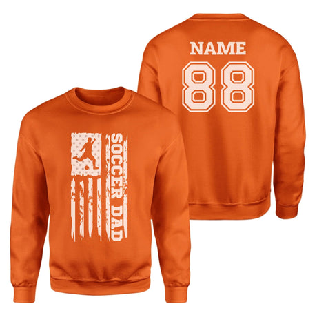 Soccer Dad Vertical Flag With Soccer Player Name on a Sweatshirt with a White Graphic