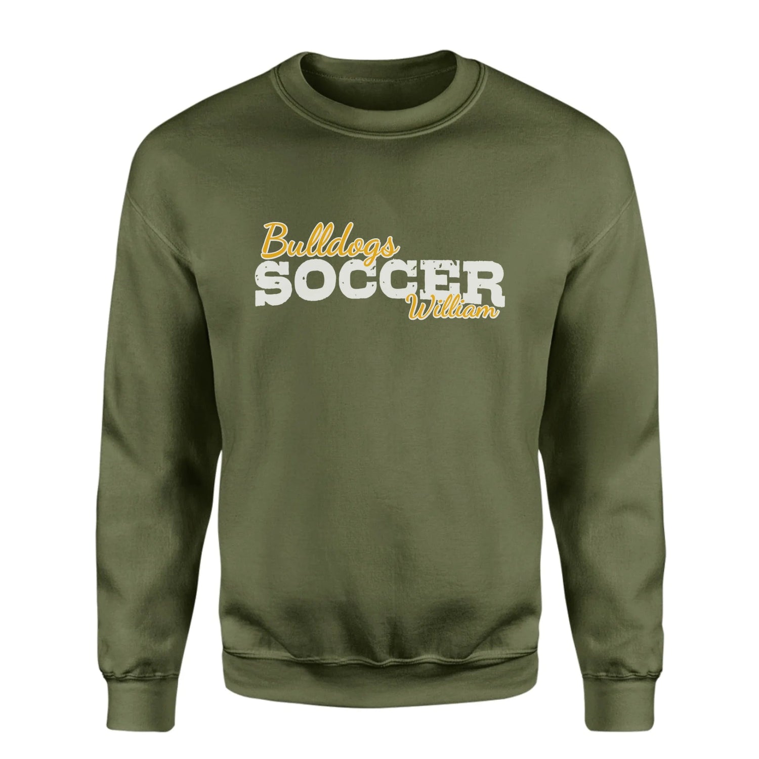 Custom Soccer Mascot and Soccer Player Name on a Sweatshirt with a White Graphic