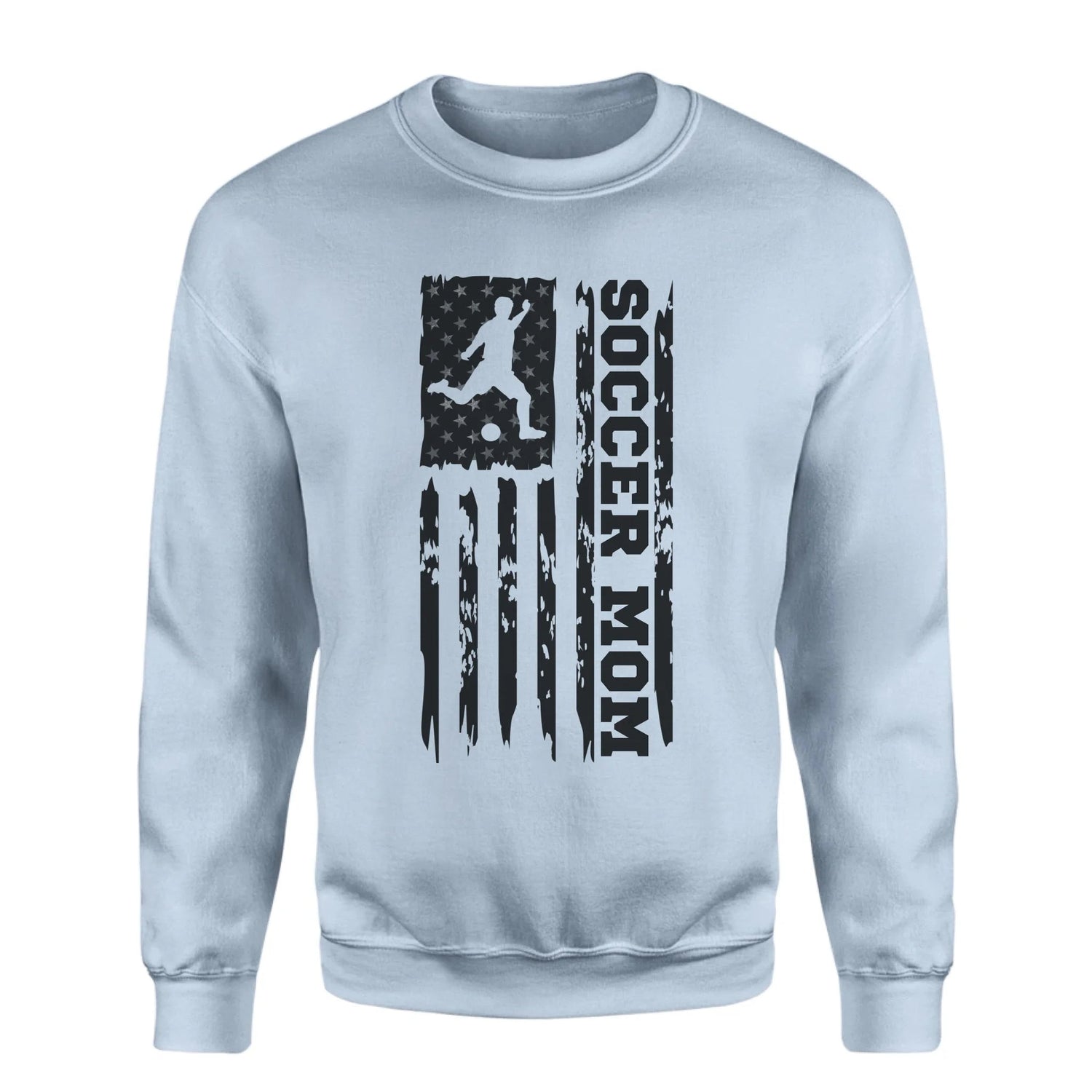 Soccer Mom Vertical Flag on a Sweatshirt with a Black Graphic