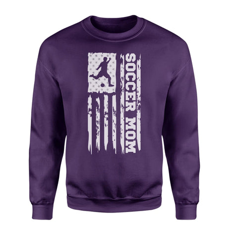 Soccer Mom Vertical Flag on a Sweatshirt with a White Graphic