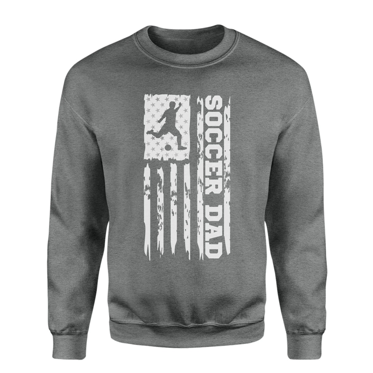 Soccer Dad Vertical Flag on a Sweatshirt with a White Graphic