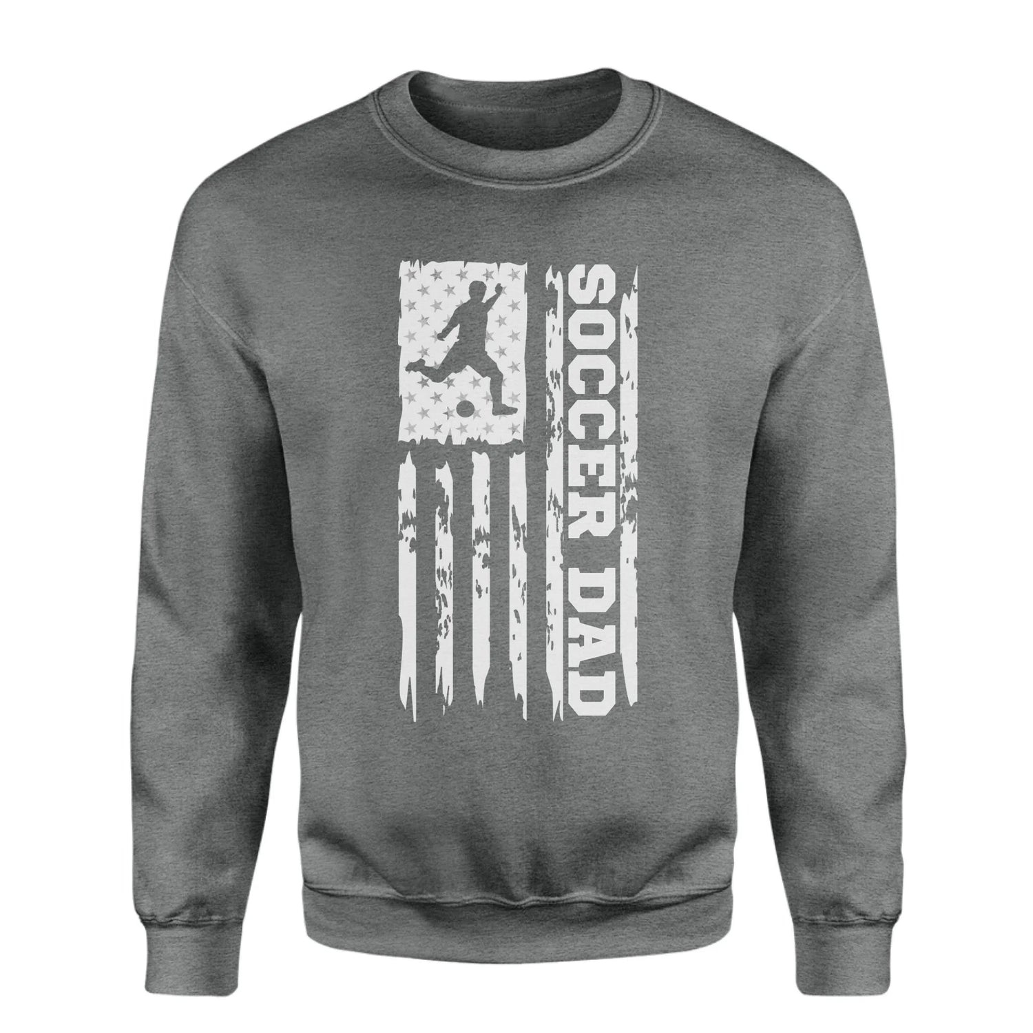 Soccer Dad Vertical Flag on a Sweatshirt with a White Graphic