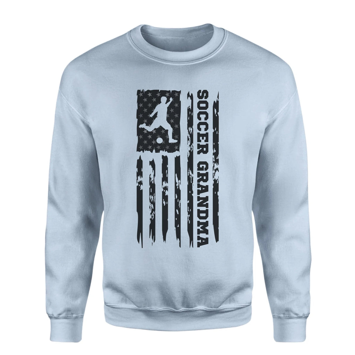 Soccer Grandma Vertical Flag on a Sweatshirt with a Black Graphic