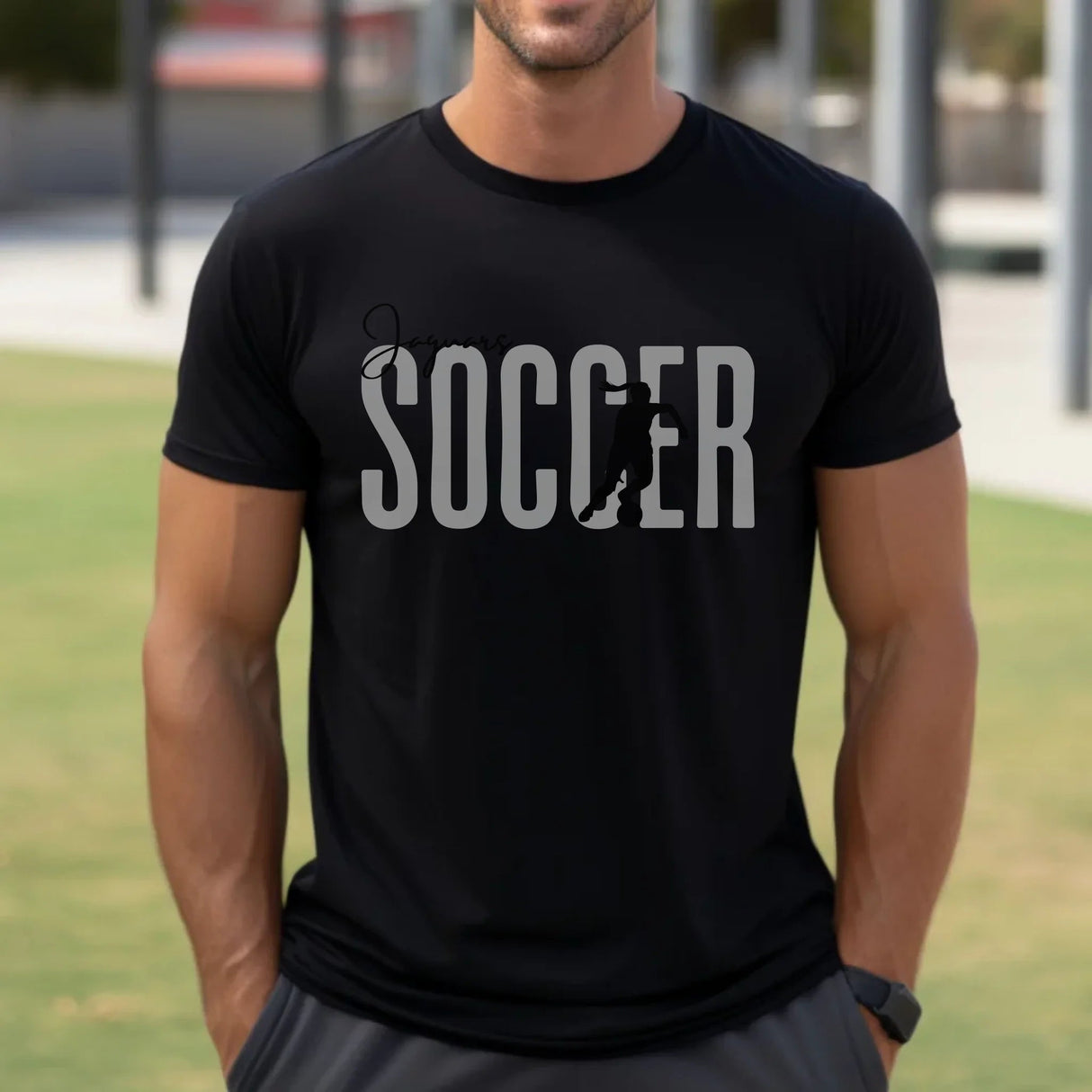 Personalized Soccer Shirt With Modern Bold Design on a Unisex T-Shirt