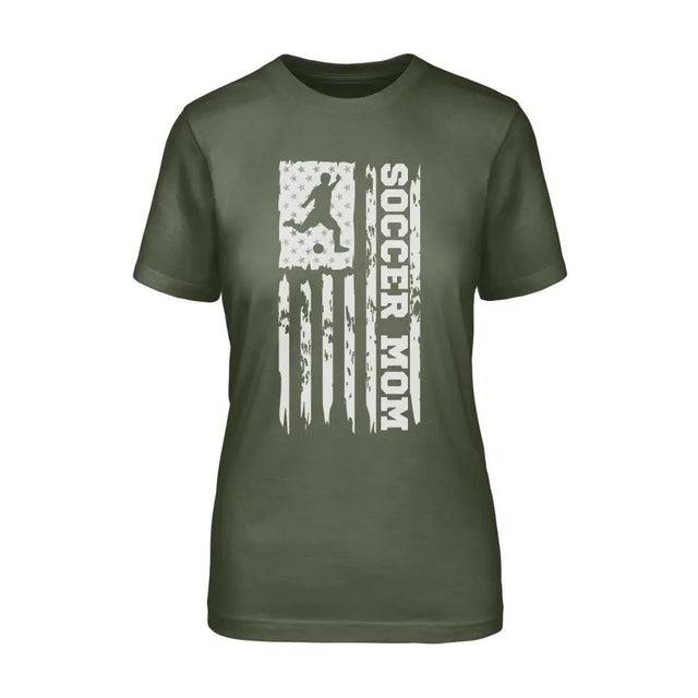 Soccer Mom Vertical Flag on a Unisex T-Shirt with a White Graphic