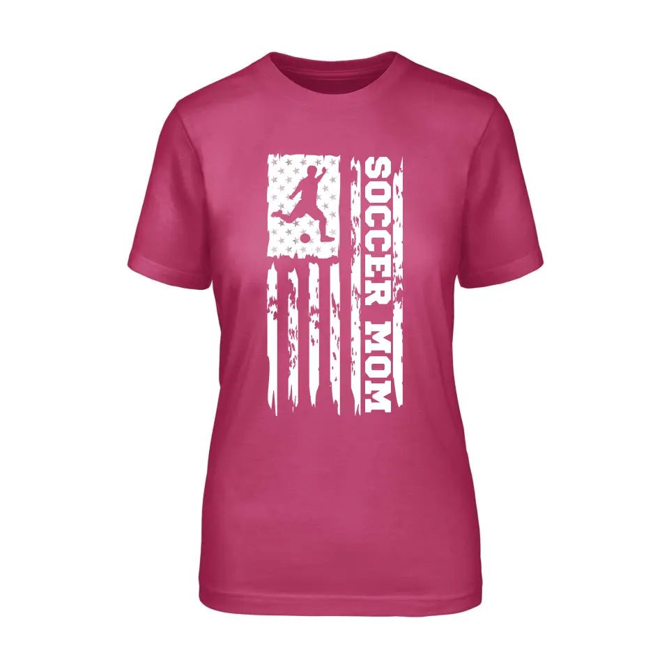 Soccer Mom Vertical Flag on a Unisex T-Shirt with a White Graphic