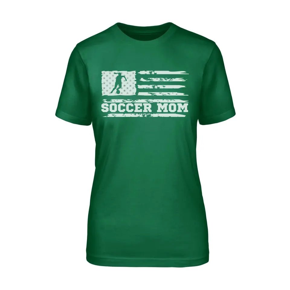 Soccer Mom Horizontal Flag on a Unisex T-Shirt with a White Graphic