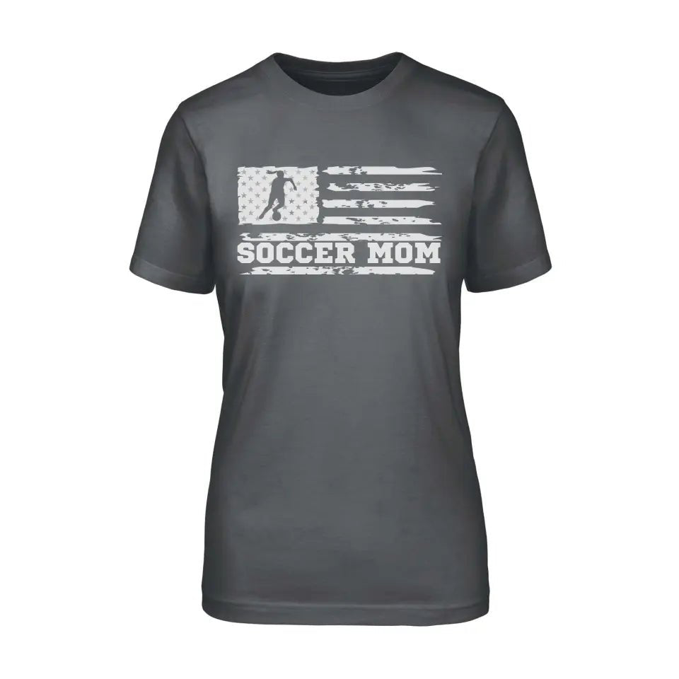 Soccer Mom Horizontal Flag on a Unisex T-Shirt with a White Graphic