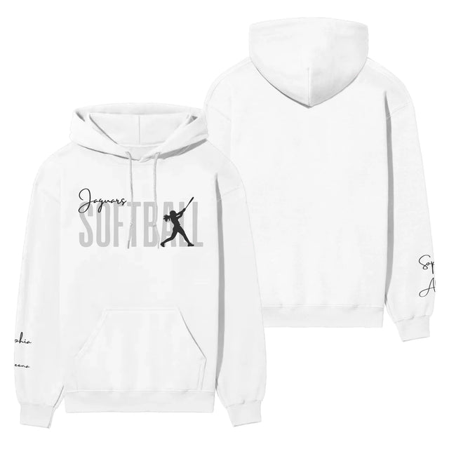 Personalized Softball on a Hoodie With Modern Bold Designs and Softball Player Name on Sleeve on a Hoodie