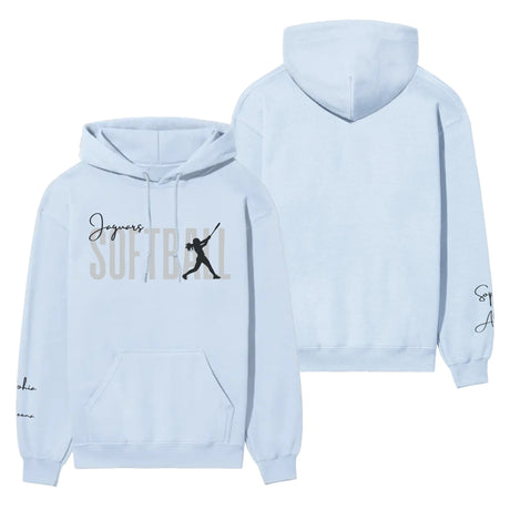 Personalized Softball on a Hoodie With Modern Bold Designs and Softball Player Name on Sleeve on a Hoodie